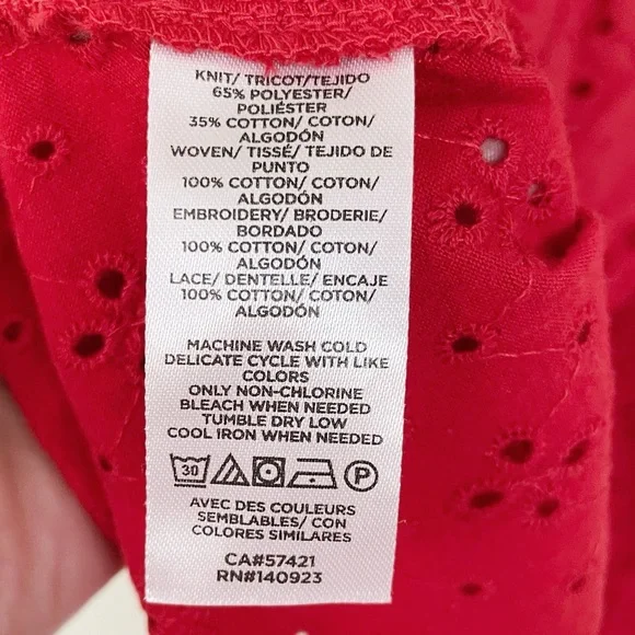 LOFT Eyelet V-Neck Tank Top with Ruffle V-Neck Vivid Red M Medium - Picture 7 of 7